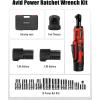 imageAVID POWER 38quot Extended Cordless Electric Ratchet Wrench 60Nm442 Ftlbs 12V Power Ratchet Wrench Kit Variable Speed Trigger 10 Sockets ampamp 20Ah LiIon BatteryRed