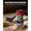 imageAVID POWER 65 Amp 125 HP Compact Router Tools for Woodworking Fixed Base Wood Router with Trim Router Bits 6 Variable Speeds Edge Guide Roller Guide Dust Hood Red 65mmRed