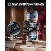 imageAVID POWER 65 Amp 125 HP Compact Router Tools for Woodworking Fixed Base Wood Router with Trim Router Bits 6 Variable Speeds Edge Guide Roller Guide Dust Hood Red 65mmBlue