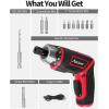 imageAVID POWER Electric Screwdriver Set Rechargeable 4V Cordless Screwdriver Kit with 44pcs Accessories 565Nm Screw Gun 51 Torque Setting 2 Position Handle with LED Light3drak Red