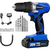 imageAVID POWER 20V MAX Lithium lon Cordless Drill Set Power Drill Kit with Battery and Charger 38Inch Keyless Chuck Variable Speed 16 Position and 22pcs Drill Bits Red4blue
