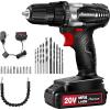 imageAVID POWER 20V MAX Lithium lon Cordless Drill Set Power Drill Kit with Battery and Charger 38Inch Keyless Chuck Variable Speed 16 Position and 22pcs Drill Bits Red3black