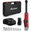 imageAVID POWER 38quot Extended Cordless Electric Ratchet Wrench 60Nm442 Ftlbs 12V Power Ratchet Wrench Kit Variable Speed Trigger 10 Sockets ampamp 20Ah LiIon BatteryLight Redextended