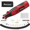 imageAVID POWER Cordless Rotary Tool 20 Ah 8V Rechargeable Rotary Tool 4 Front LED Lights 5 Speeds 60 Pcs Rotary Accessories with Bag for Carving Engraving Sandng Polishing and Cutting  GreyRed