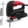 imageAVID POWER Electric Jig Saw 50A 3000 SPM Corded Jigsaw with Variable Speed Bevel Angle 045 6PCS Blades and Scale Ruler