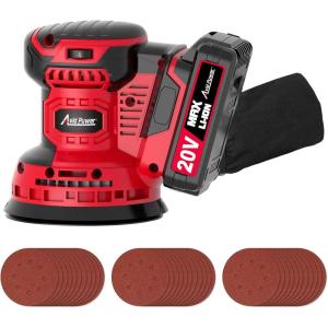 imageAVID POWER 20V Cordless Orbital Sander 5 Inch Electric Sander Tool with 6 Variable Speeds 700011000 RPM Battery Powered Sanders for Woodworking 30 Pcs Sandpapers and Dust Collection Bag