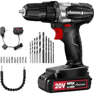 imageAVID POWER 20V MAX Lithium lon Cordless Drill Set Power Drill Kit with Battery and Charger 38Inch Keyless Chuck Variable Speed 16 Position and 22pcs Drill Bits Red3black