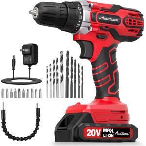 imageAVID POWER 20V MAX Power Drill Kit Cordless Drill Set with Battery and Charger 2 Variable Speed 38Inch Keyless Chuck 19 Position and 22pcs Bits  Blue1red