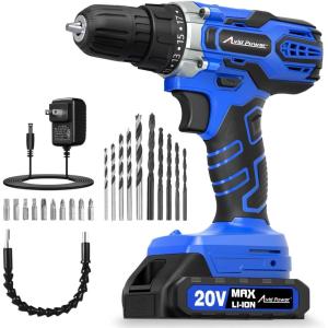 imageAVID POWER 20V MAX Power Drill Kit Cordless Drill Set with Battery and Charger 2 Variable Speed 38Inch Keyless Chuck 19 Position and 22pcs Bits  Blue2blue