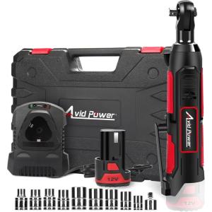imageAVID POWER 38quot Cordless Electric Ratchet Wrench Set 50Nm37 Ftlbs 12V Cordless Ratchet Kit w 1Hour Fast Charger 20Ah Battery Variable Speed 10 Sockets