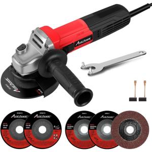 imageAVID POWER Angle Grinder 75Amp 412 inch Electric Grinder Power Tools with Grinding Wheels Cutting Wheels Flap Disc and Auxiliary Handle for Cutting Grinding Polishing ampamp Rust Removal  Dark RedRed