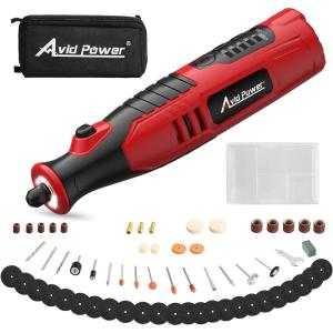 imageAVID POWER Cordless Rotary Tool 20 Ah 8V Rechargeable Rotary Tool 4 Front LED Lights 5 Speeds 60 Pcs Rotary Accessories with Bag for Carving Engraving Sandng Polishing and Cutting  GreyRed