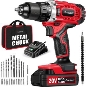 imageAVID POWER Drill Set Cordless 20V Electric Drill with Battery and Fast Charger Variable Speed 231 Torque Setting 23pcs Accessories Hand Driver with 12Inch Metal Keyless Chuck