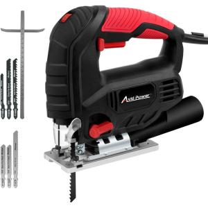 imageAVID POWER Electric Jig Saw 50A 3000 SPM Corded Jigsaw with Variable Speed Bevel Angle 045 6PCS Blades and Scale Ruler