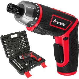 imageAVID POWER Electric Screwdriver Set Rechargeable 4V Cordless Screwdriver Kit with 44pcs Accessories 565Nm Screw Gun 51 Torque Setting 2 Position Handle with LED Light1red