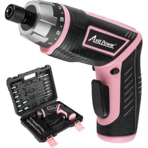 imageAVID POWER Electric Screwdriver Set Rechargeable 4V Cordless Screwdriver Kit with 44pcs Accessories 565Nm Screw Gun 51 Torque Setting 2 Position Handle with LED Light2pink