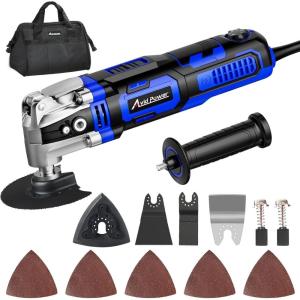 imageAVID POWER Oscillating Tool 35Amp Oscillating Multi Tool with 45 Oscillation Angle 6 Variable Speeds and 13pcs Saw Accessories Auxiliary Handle and Carrying BagBlue