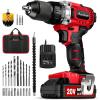 imageAVID POWER Brushless Drill Set 20V Cordless Drill Driver Kit with 20Ah Battery and Fast Charger 12Inch Metal Chuck 400 Inlbs Torque 2Variable Speed 28pcs Accessories and Tool Bag