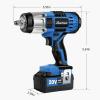 imageAVID POWER 20V Cordless Impact Wrench Electric Impact Gun 12 Inch Drive with 330 ftlbs Max Torque 450Nm 30Ah LiIon Battery 4Piece Socket Set Fast Charger and Tool BagBlue