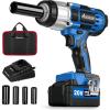 imageAVID POWER 20V Cordless Impact Wrench Electric Impact Gun 12 Inch Drive with 330 ftlbs Max Torque 450Nm 30Ah LiIon Battery 4Piece Socket Set Fast Charger and Tool BagBlue