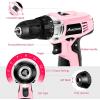 imageAVID POWER Cordless Drill Pink 12V Power Drill Set with 22pcs Impact Driver Bits 2 Variable Speed 38 Keyless Chuck 151 Torque Setting Pink