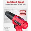 imageAVID POWER 12V Cordless Drill 38Inch Keyless Chuck HighSpeed 1400 RPM ampamp 251 Torque Control Electric Power Drill Kit with 21pcs Bits Battery and Charger1red