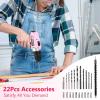 imageAVID POWER Brushless Power Drill Set 2Speed Control 38Inch Keyless Chuck ampamp 251 Position 12V Electric Drill Cordless Driver Kit with 2000mAh Battery Charger and 22pcs Accessories2pink