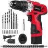 imageAVID POWER 12V Cordless Drill 38Inch Keyless Chuck HighSpeed 1400 RPM ampamp 251 Torque Control Electric Power Drill Kit with 21pcs Bits Battery and Charger2dark Red