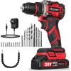 imageAVID POWER Brushless Power Drill Set 20V Cordless Drill Driver Kit with 20Ah Battery and Charger 38Inch Metal Chuck 355 Inlbs Torque 2Variable Speed 26 Position and 22pcs Accessories1red