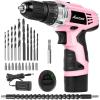 imageAVID POWER Brushless Power Drill Set 2Speed Control 38Inch Keyless Chuck ampamp 251 Position 12V Electric Drill Cordless Driver Kit with 2000mAh Battery Charger and 22pcs Accessories2pink