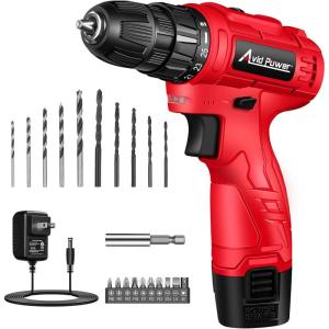 imageAVID POWER 12V Cordless Drill 38Inch Keyless Chuck HighSpeed 1400 RPM ampamp 251 Torque Control Electric Power Drill Kit with 21pcs Bits Battery and Charger1red