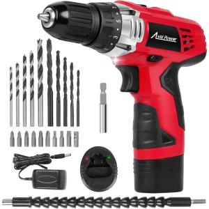 imageAVID POWER 12V Cordless Drill 38Inch Keyless Chuck HighSpeed 1400 RPM ampamp 251 Torque Control Electric Power Drill Kit with 21pcs Bits Battery and Charger2dark Red