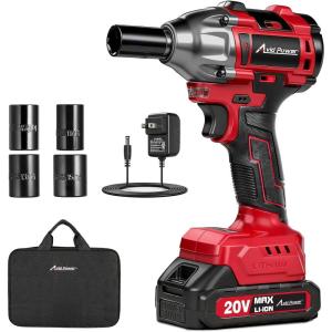 imageAVID POWER Impact Wrench 12 Impact Gun Max Torque 332 Ftlbs 450 Nm 20V Cordless Impact Wrenches with 20 Ah Battery 2 Variable Speeds 4PCS Impact Sockets Charger Tool Bag450NM