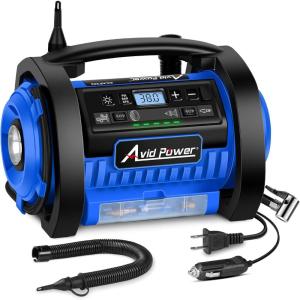 imageAVID POWER Tire Inflator Portable Air Compressor 12V DC110V AC Car Tire Pump with Inflation and Deflation 5 Preset Modes Digital LCD Pressure Gauge for Car Tires Air Mattress and Small Inflatable2blue