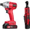 imageAVID POWER 20V Brushless Impact Driver 2220inlbs High Torqu amp 12V 38 Cordless Ratchet Wrench 442 Ftlbs Combo Kits Variable Speed LED Light Sockets amp Bits Included